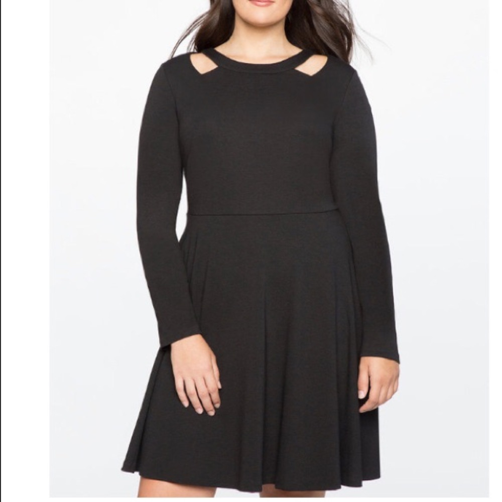 Black dress with shoulder detail